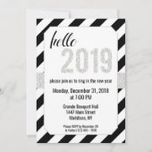 hallo 2019, Silver New Years Eve Invitation Kaart (Voorkant)