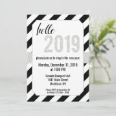 hallo 2019, Silver New Years Eve Invitation Kaart (Staand voorkant)