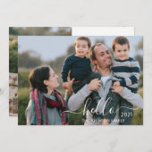 Hallo 2021 2 Fotobericht Script Gelukkig Nieuwjaar Feestdagenkaart (Voorkant / Achterkant)