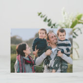 Hallo 2021 2 Fotobericht Script Gelukkig Nieuwjaar Feestdagenkaart (Staand voorkant)