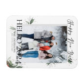 hallo 2022 Elegant Floral Script Happy Nieuwjaar Magneet (Horizontaal)