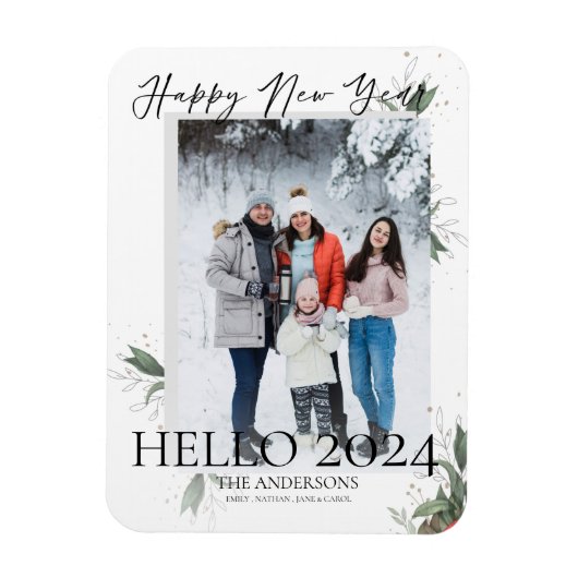 hallo 2022 Elegant Floral Script Happy Nieuwjaar Magneet (Verticaal)