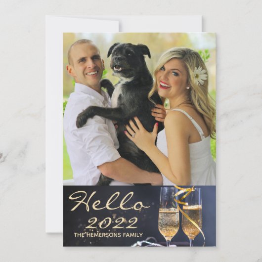 Hallo 2022 Familie Foto Feestdagenkaart (Voorkant)