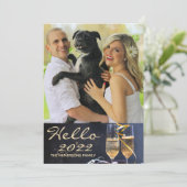 Hallo 2022 Familie Foto Feestdagenkaart (Staand voorkant)