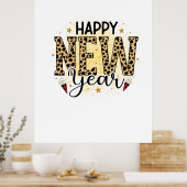 hallo 2022 Gelukkig nieuwjaar luipaard Poster (Keuken)