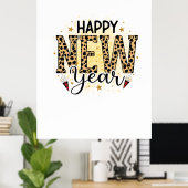 hallo 2022 Gelukkig nieuwjaar luipaard Poster (Thuiskantoor)