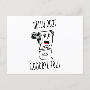 hallo 2022 Vaarwel 2021 toiletpapier Briefkaart