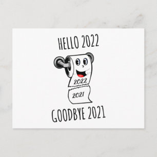 Hallo 2022 Vaarwel 2021 toiletpapier Briefkaart