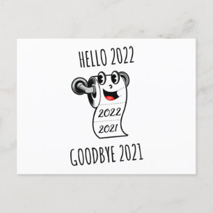 hallo 2022 Vaarwel 2021 toiletpapier Briefkaart
