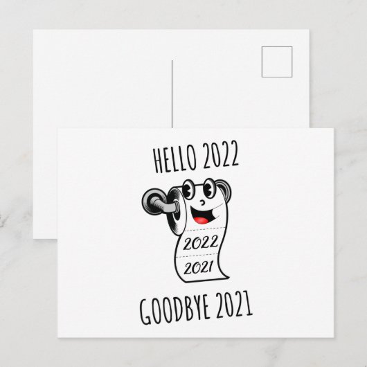 hallo 2022 Vaarwel 2021 toiletpapier Briefkaart (Voorkant / Achterkant)