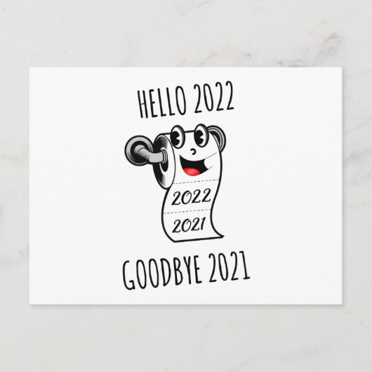 hallo 2022 Vaarwel 2021 toiletpapier Briefkaart (Voorkant)