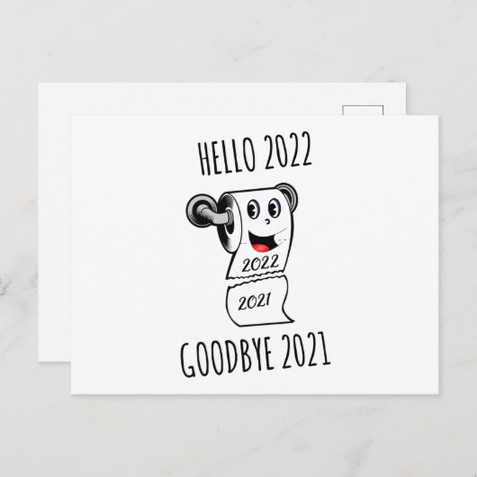 hallo 2022 Vaarwel 2021 toiletpapier Briefkaart (Voorkant / Achterkant)