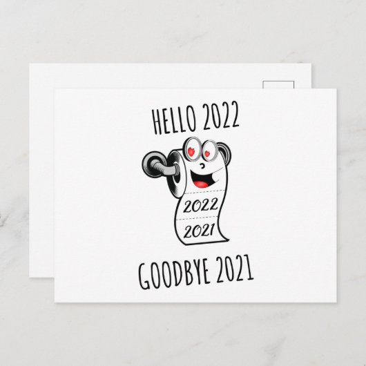 hallo 2022 Vaarwel 2021 toiletpapier Briefkaart (Voorkant / Achterkant)