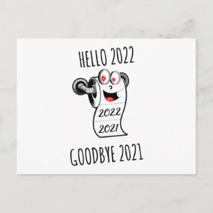 hallo 2022 Vaarwel 2021 toiletpapier Briefkaart