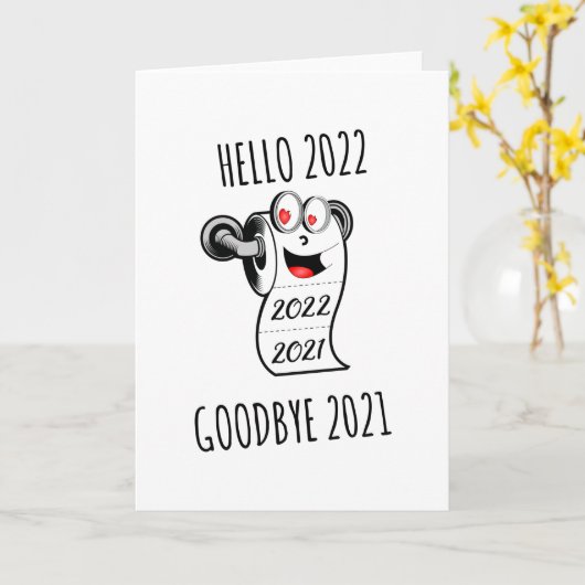 Hallo 2022 Vaarwel 2021 toiletpapier Kaart (Gele Bloem)