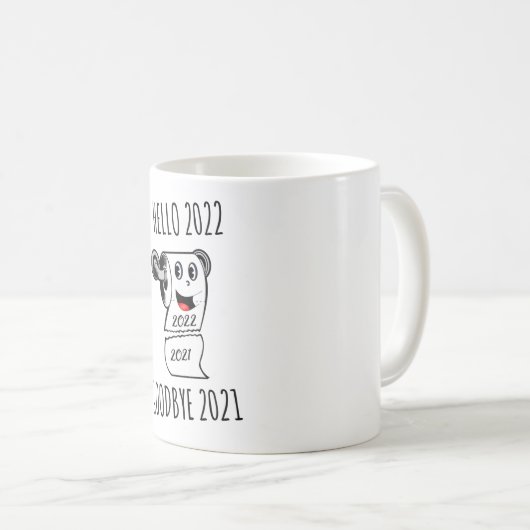 hallo 2022 Vaarwel 2021 toiletpapier Koffiemok (Voorkant rechts)