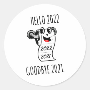 hallo 2022 Vaarwel 2021 toiletpapier Ronde Sticker