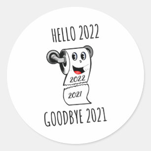 hallo 2022 Vaarwel 2021 toiletpapier Ronde Sticker