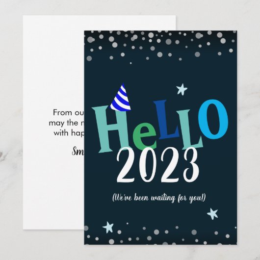 hallo 2023 Funny New Years Holiday Kaart (Voorkant / Achterkant)