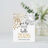 Hallo 2024 Gouden Glitter Nieuwjaar Feestelijk Vuu Briefkaart (Staand voorkant)