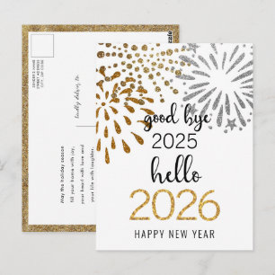 Hallo 2024 Gouden Glitter Nieuwjaar Feestelijk Vuu Briefkaart