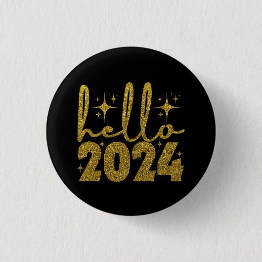 Hallo 2024 Nieuwjaar Ronde Button 3,2 Cm (Voorkant)