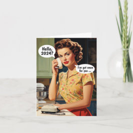 Hallo, 2024: Nieuws voor Jou Retro Nieuwjaar Kaart
