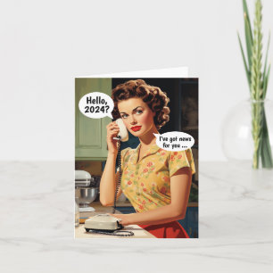 Hallo, 2024: Nieuws voor Jou Retro Nieuwjaar Kaart