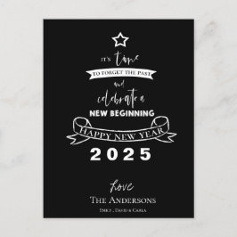 Hallo 2024 Typografie Zwart Wit Ster Nieuwjaar Feestdagenkaart