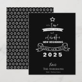 Hallo 2024 Typografie Zwart Wit Ster Nieuwjaar Feestdagenkaart (Voorkant / Achterkant)