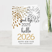 Hallo 2025 Business Gold Glitter Feestelijk Vuurwe Feestdagen Kaart (Voorkant)