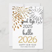 Hallo 2025 Business Gold Glitter Feestelijk Vuurwe Feestdagenkaart (Voorkant)