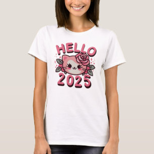 Hallo 2025, Gelukkig Nieuwjaar 2025 T-shirt