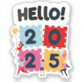Hallo 2025 Gelukkig Nieuwjaar Nieuwjaar Sticker (Voorkant)