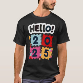 Hallo 2025 Gelukkig Nieuwjaar Nieuwjaar T-shirt