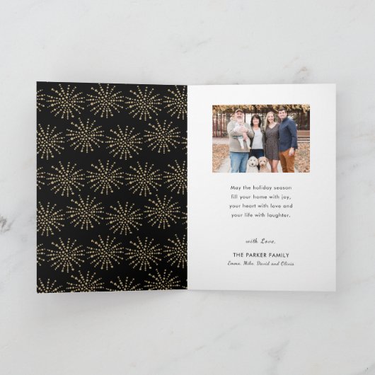 Hallo 2025 Gold Glitter Feestelijk Vuurwerk Nieuwj Feestdagen Kaart (Binnen)