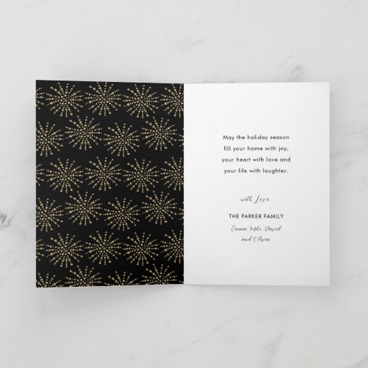 Hallo 2025 Gold Glitter Feestelijk Vuurwerk Nieuwj Feestdagen Kaart (Binnen)