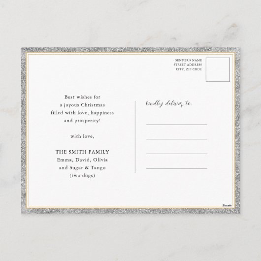 Hallo 2025 Gold Glitter Feestelijk Vuurwerk Nieuwj Feestdagenkaart (Achterkant)