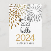 Hallo 2025 Gold Glitter Feestelijk Vuurwerk Nieuwj Feestdagenkaart (Voorkant)