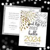 Hallo 2025 Gold Glitter Feestelijk Vuurwerk Nieuwj Feestdagenkaart