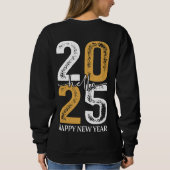 Hallo 2025 Happy New Typography Jaar Klassieke Vro Trui (Achterkant)