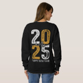 Hallo 2025 Happy New Typography Jaar Klassieke Vro Trui (Achterkant volledig)