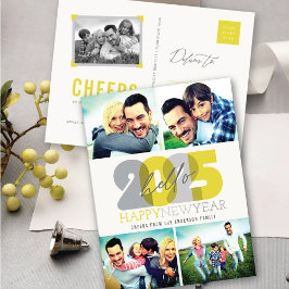 Hallo 2025 Modern Gelukkig Nieuwjaar 4 Fotocollage Feestdagenkaart
