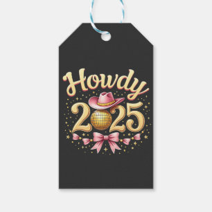 Hallo 2025 Oud en Nieuw Cowboy Westers Cadeaulabel