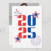 HALLO 2025 Rood en blauw Kerstkaart (Voorkant / Achterkant)