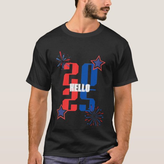 HALLO 2025 Rood en blauw T-shirt (Voorkant)