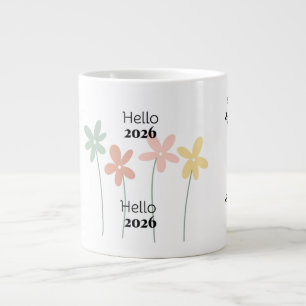 Hallo 2026 Bloemige Nieuwjaars Koffiemok Grote Koffiekop