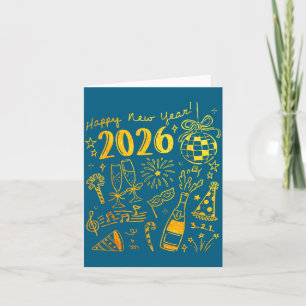 Hallo 2026 Disco Bal Coquette Strik Gelukkig Nieuw Kaart