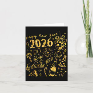 Hallo 2026 Disco Bal Coquette Strik Gelukkig Nieuw Kaart