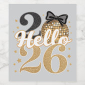 Hallo 2026 Disco Bal Feest Wijn Etiket (Enkel label)
